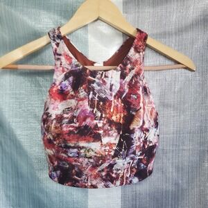 Lululemon High Neck Racerback Sports Bra Size 4 Multicolor Abstract Print